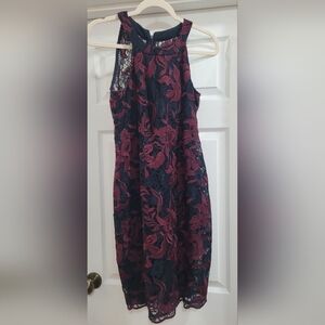 Le Chateau Plum and Navy Lace Mini Dress